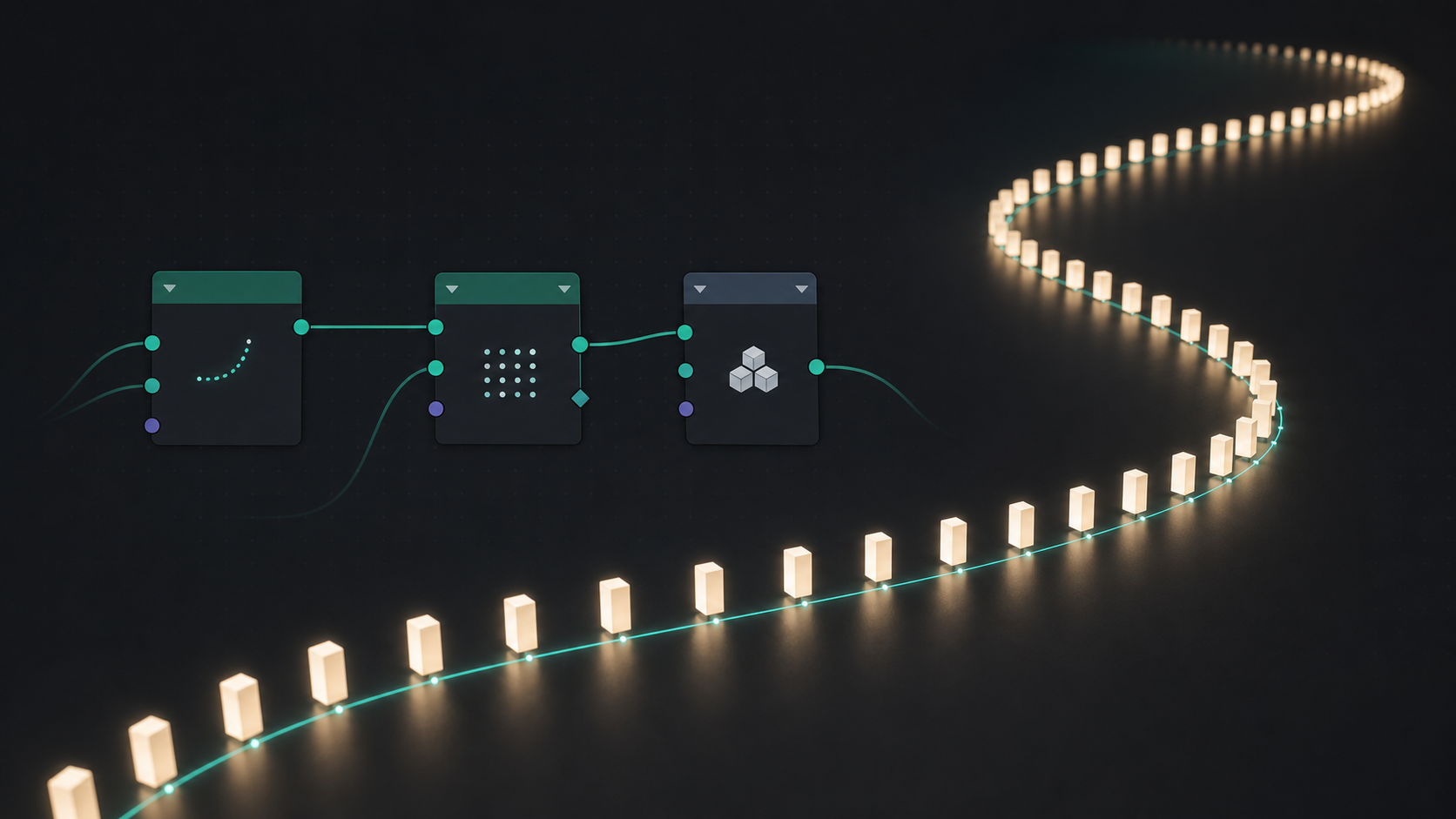 Blender 几何节点：用 Curve to Points 沿曲线等距摆放实例